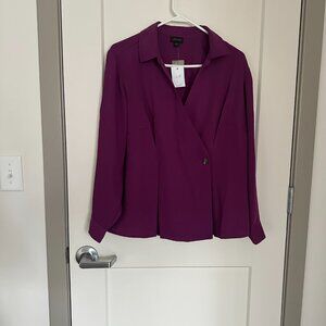 J. Jill Wearever Pleated One Button Wrap Long Sleeve Blouse, Size XLP, NEW!